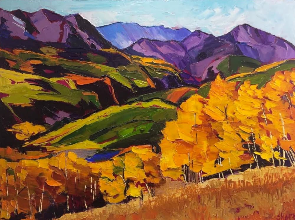 Golden Aspen Mountain View by Maxine Shore — canvas wall art