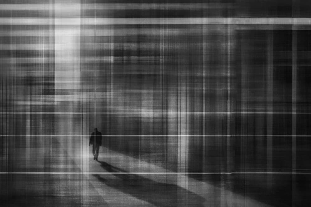 Lone Man Abstract Lines by Ekkachai Khemkum — canvas wall art