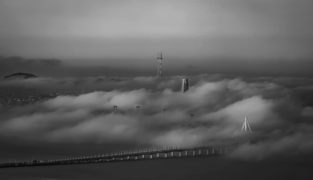 Foggy City Towers by ANNA AN — canvas wall art