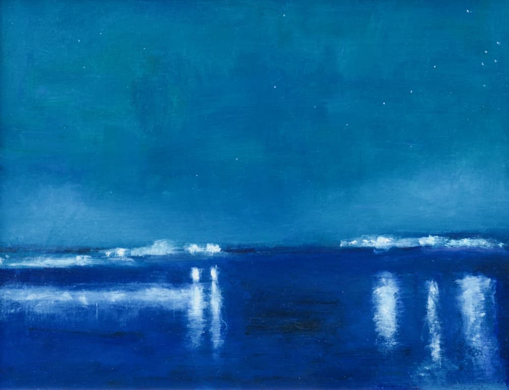 Blue Night Water Reflections by Richard Gombar — canvas wall art