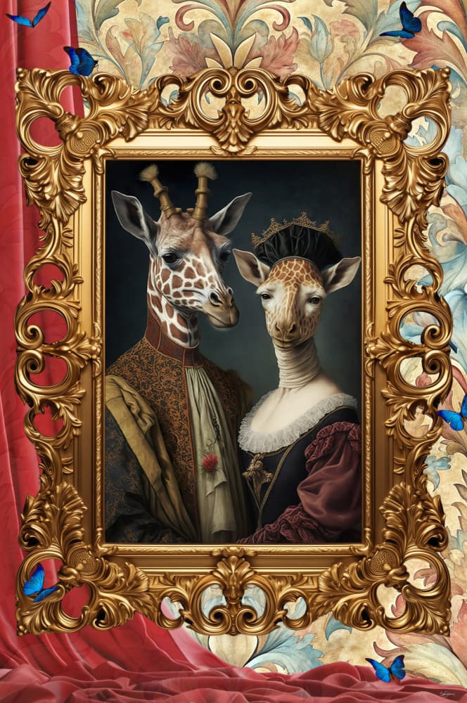 Regal Giraffe Couple by Sue Skellern — canvas wall art