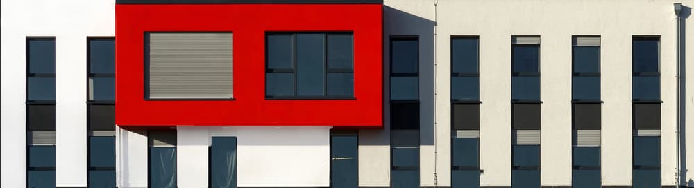 Bold Red Architecture by Marianne Wogeck — canvas wall art