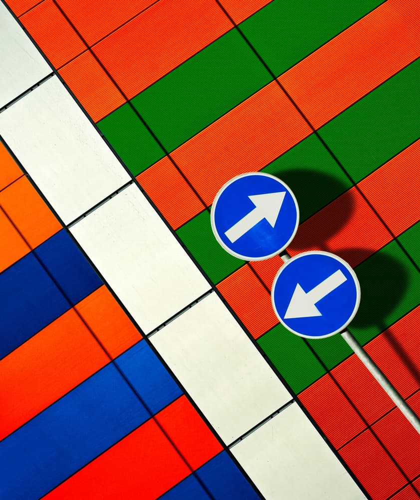 Colorful Directional Signs by Tomasz Buczkowski ( Tomush ) — canvas wall art