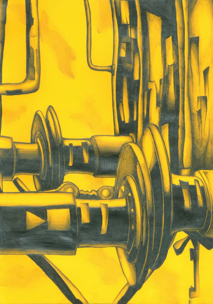 Golden Industrial Gears by Kulik — canvas wall art