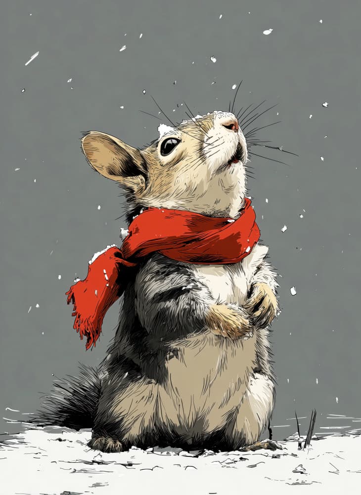 Cozy Chipmunk Snowfall by Justyna Jaszke — canvas wall art
