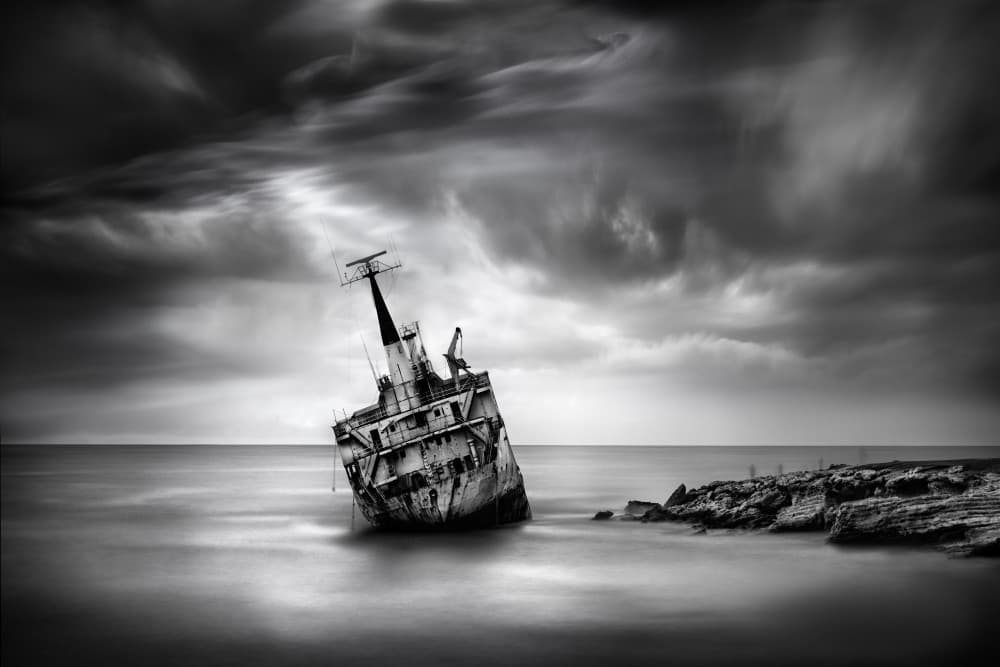 Shipwreck Dark Sky by George Digalakis — canvas wall art