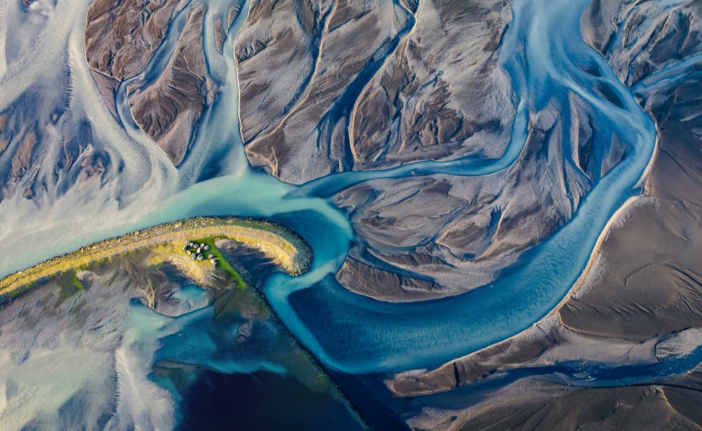 Turquoise River Delta by Wei (David) Dai — canvas wall art