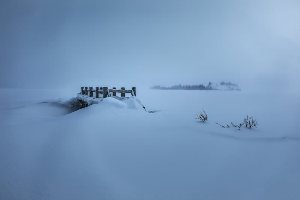 Misty Winter Pier by Wendy Xu — canvas wall art