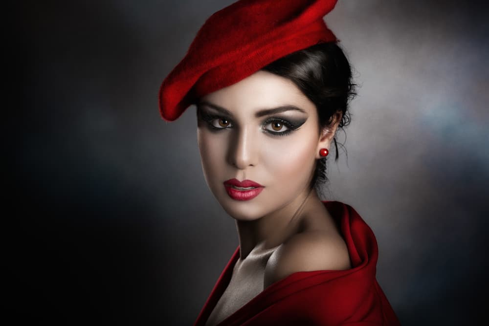 Intense Red Hat Portrait by Peppe Tambè — canvas wall art