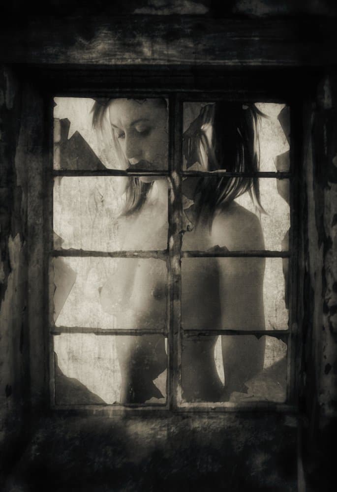 Pensive Woman Window by Charlaine Gerber — canvas wall art