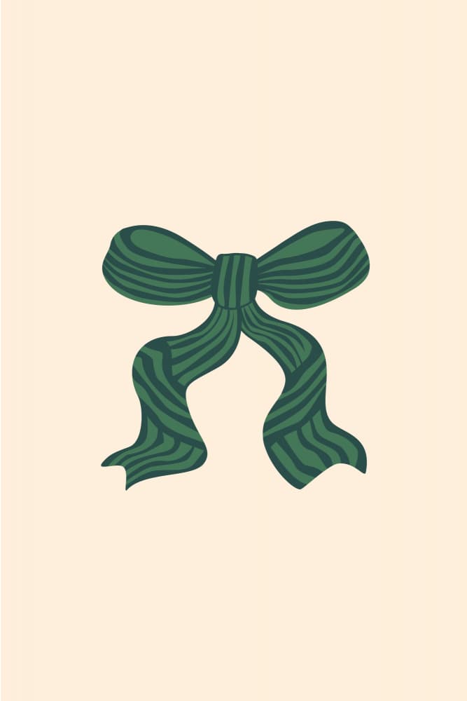 Green Striped Bow by Karen Menzenbach — canvas wall art