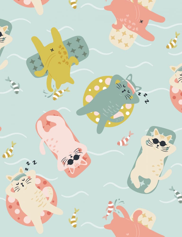 Summer Cats Floating by Sanne Paul — canvas wall art