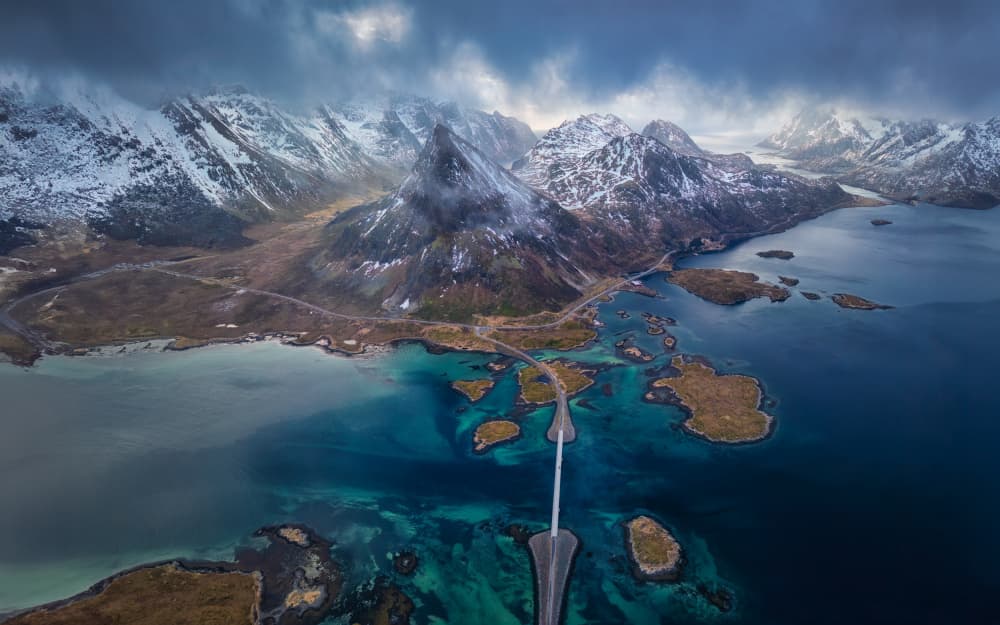 Dramatic Fjord Road by Michael Zheng — canvas wall art