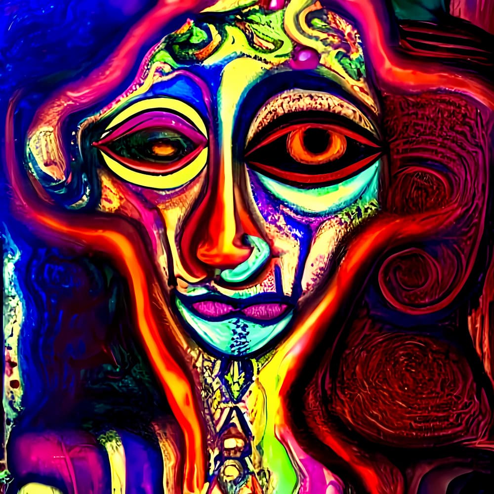 Vibrant Psychedelic Portrait by mnemonixART — canvas wall art