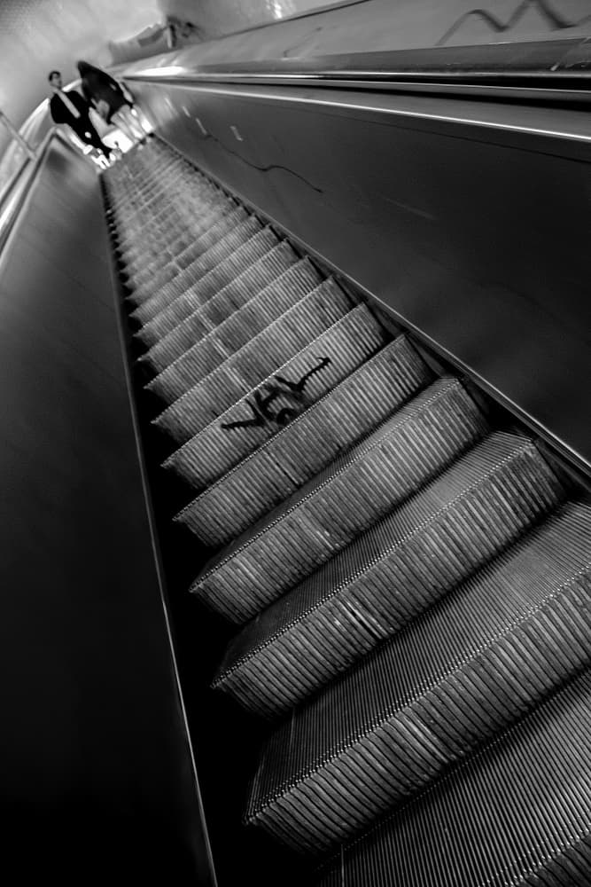 Deep Metro Escalator by Fernando Alves — canvas wall art