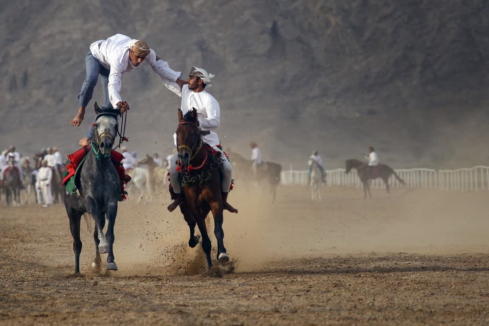 Desert Horse Acrobats by Haitham AL Farsi — canvas wall art
