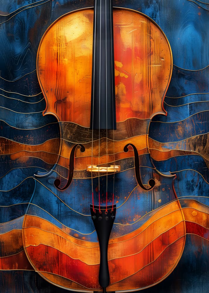 Vibrant Cello Flow by Justyna Jaszke — canvas wall art