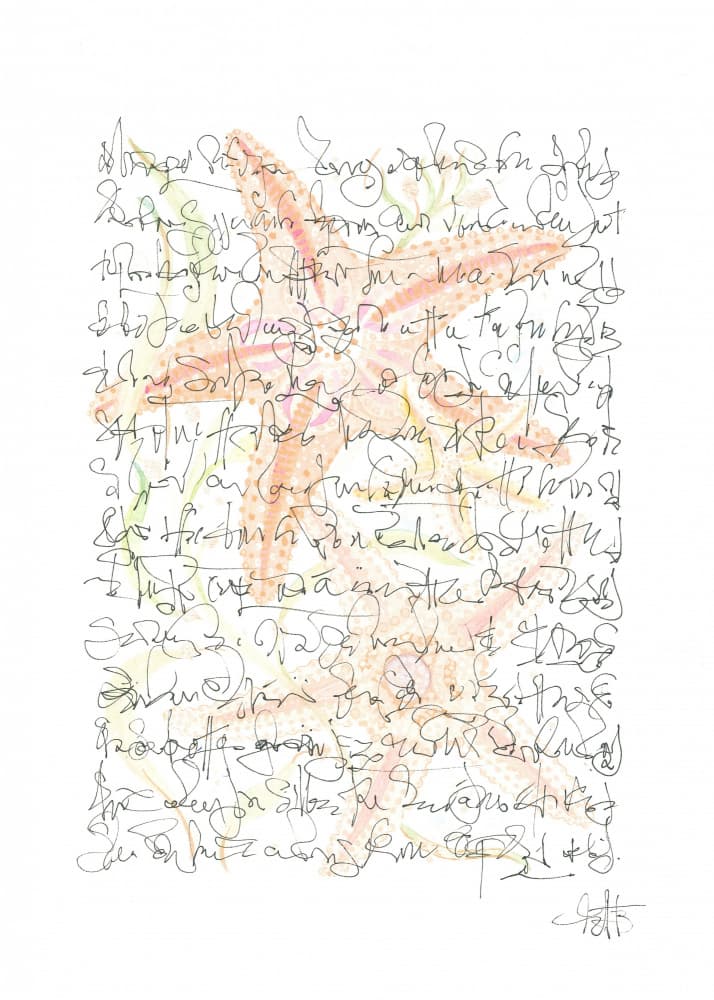 Asemic writing Starfish Wanderings by Isabelle Brent — canvas wall art