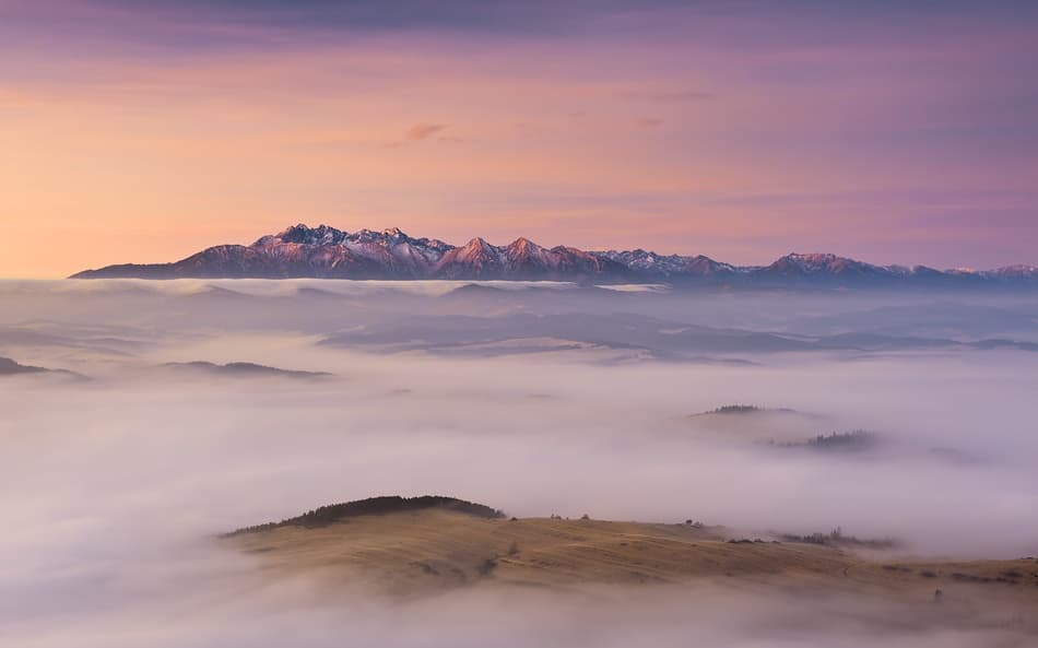 Misty Mountain Sunrise by Krzysztof Mierzejewski — canvas wall art