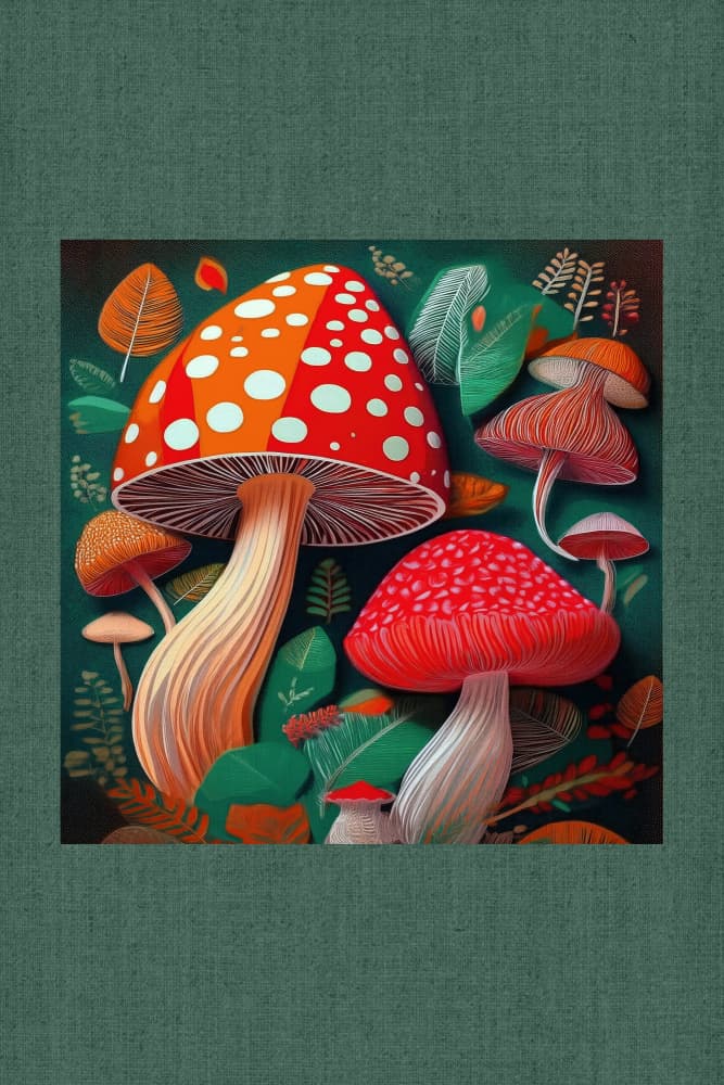 Vibrant Woodland Mushrooms by casa cartissi — canvas wall art