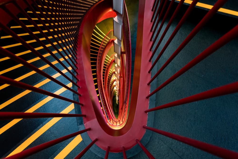 Geometric Spiral Staircase by Yuan Cui — canvas wall art