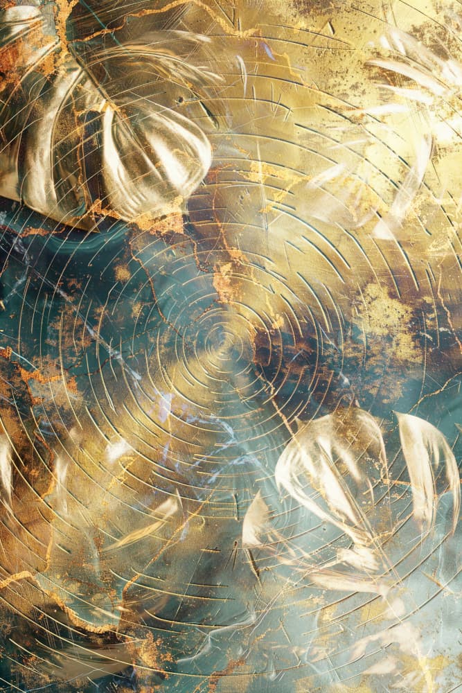 Golden Monstera Ripples by Rafal Kulik — canvas wall art
