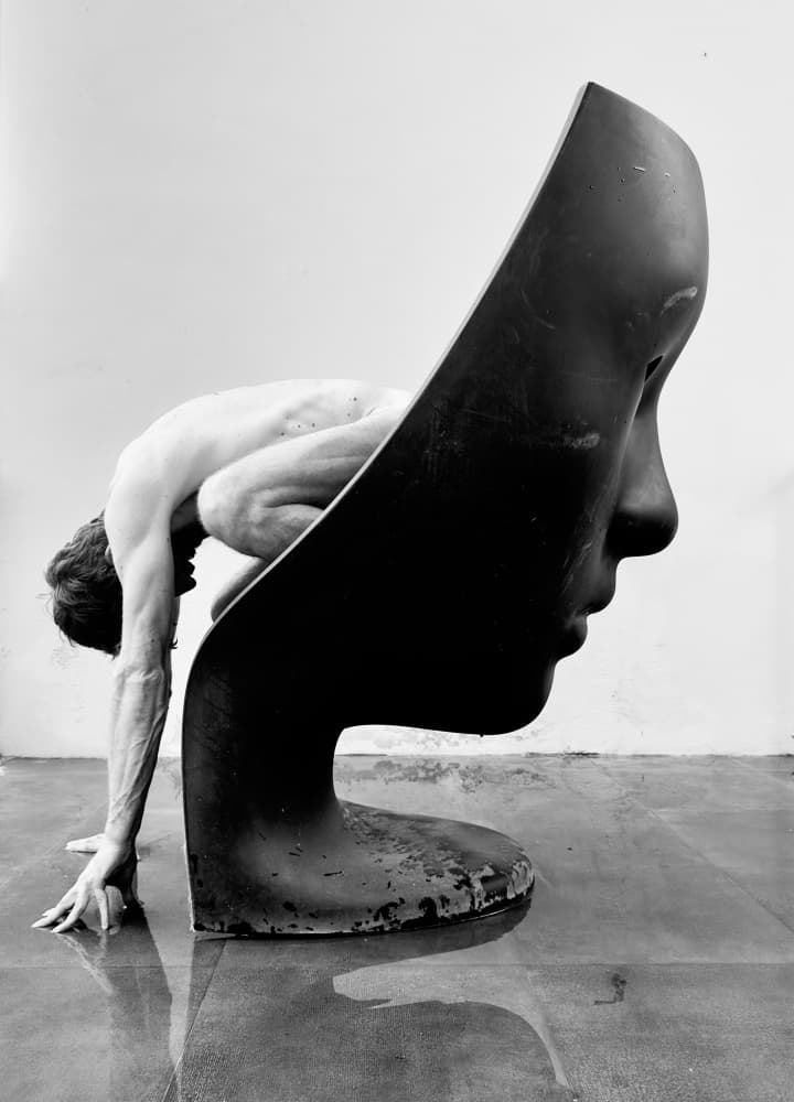 Man and Sculpted Profile by Davide Barzaghi — canvas wall art