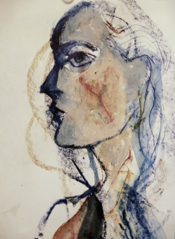 Pensive Abstract Woman by Doris Schmitz — canvas wall art