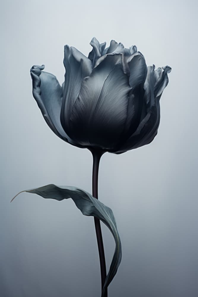 Elegant Gray Tulip by Bilge Paksoylu — canvas wall art