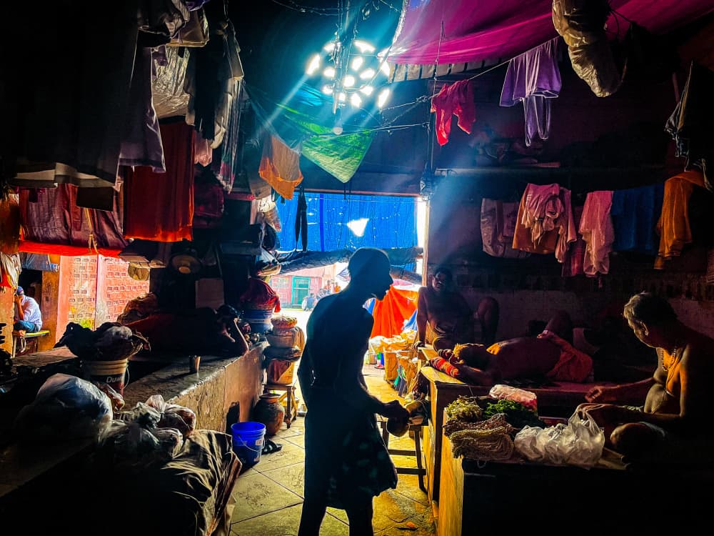 Market Life Illuminated by Subhajit Das — canvas wall art