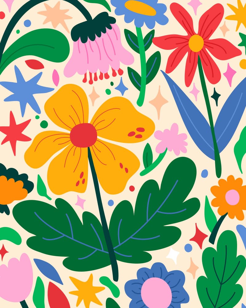 Colorful Whimsical Flowers by Kintsugi99 — canvas wall art