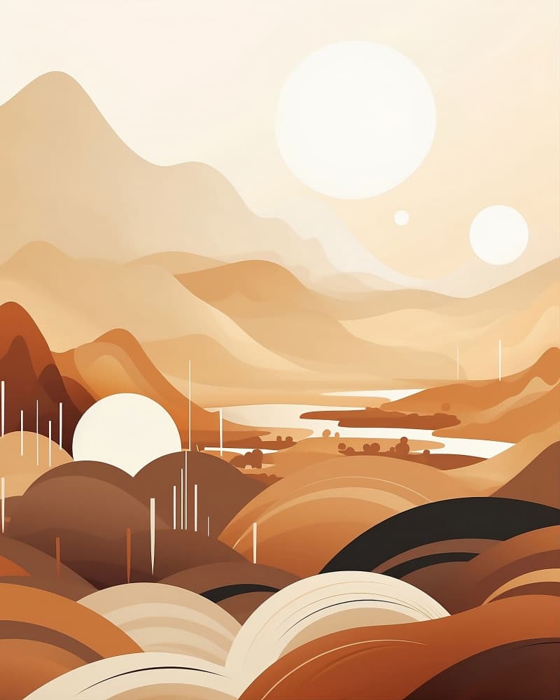 Twin Suns Desertscape by Emiliano Deificus — canvas wall art