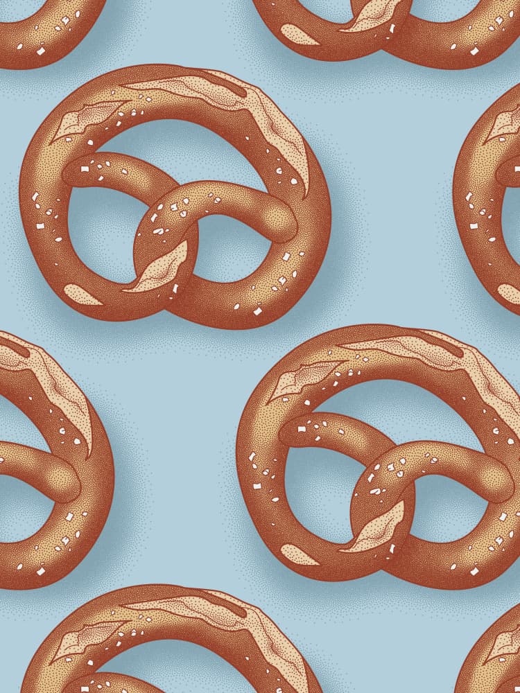 Salty Pretzels Pattern by Thoth Adan — canvas wall art
