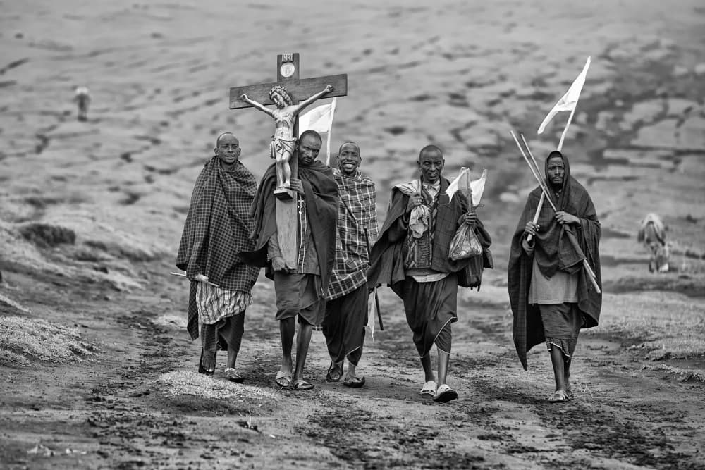 African Cross Bearers by Goran Jovic — canvas wall art
