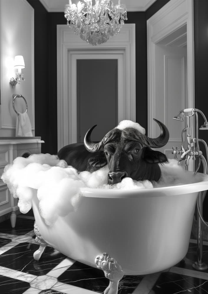 Buffalo Bubble Bath by Niky Rahner — canvas wall art