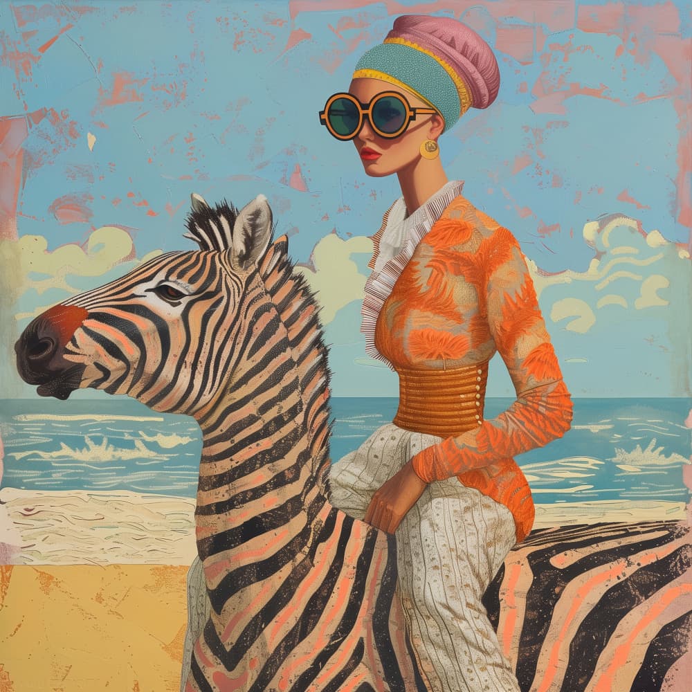 Chic Zebra Beach by SHANDU — canvas wall art