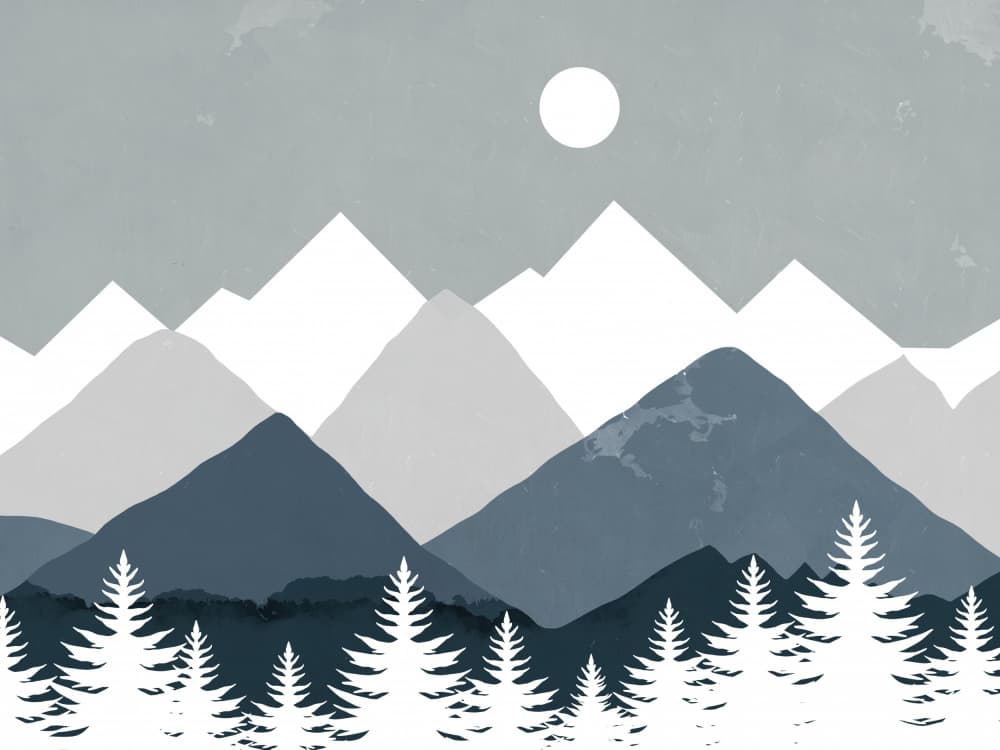 Serene Mountain Moon by Little Dean — canvas wall art