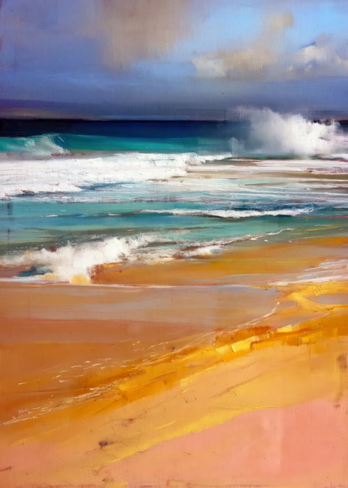 Waves on a Vibrant Shore by Justyna Jaszke — canvas wall art