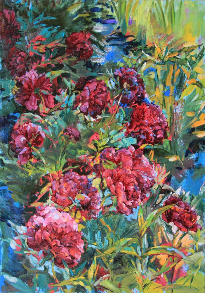 Vibrant Garden Blooms by Andrii Kutsachenko — canvas wall art
