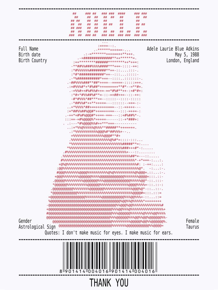 Receipt Art – Adele Red by Doa Project — canvas wall art