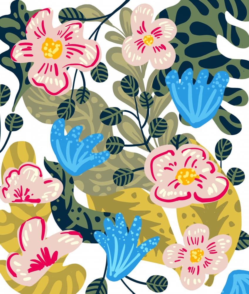 Vibrant Floral Pattern by Uma Gokhale — canvas wall art
