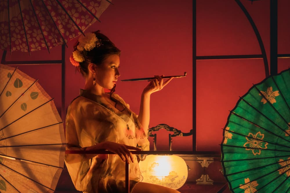 Japanese Woman With Pipe by JUNKO TORIKAI — canvas wall art