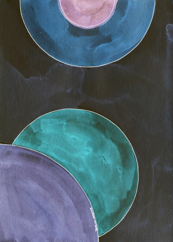 Muted Cosmic Circles by Santhosh ch — canvas wall art