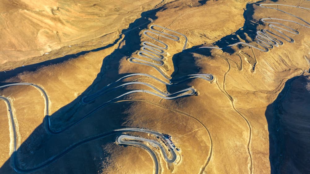 Golden Switchback Roads by UU — canvas wall art