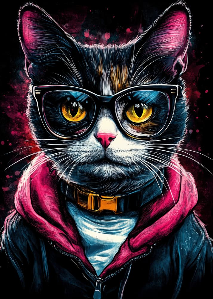 Cool Cat In Glasses by Justyna Jaszke — canvas wall art