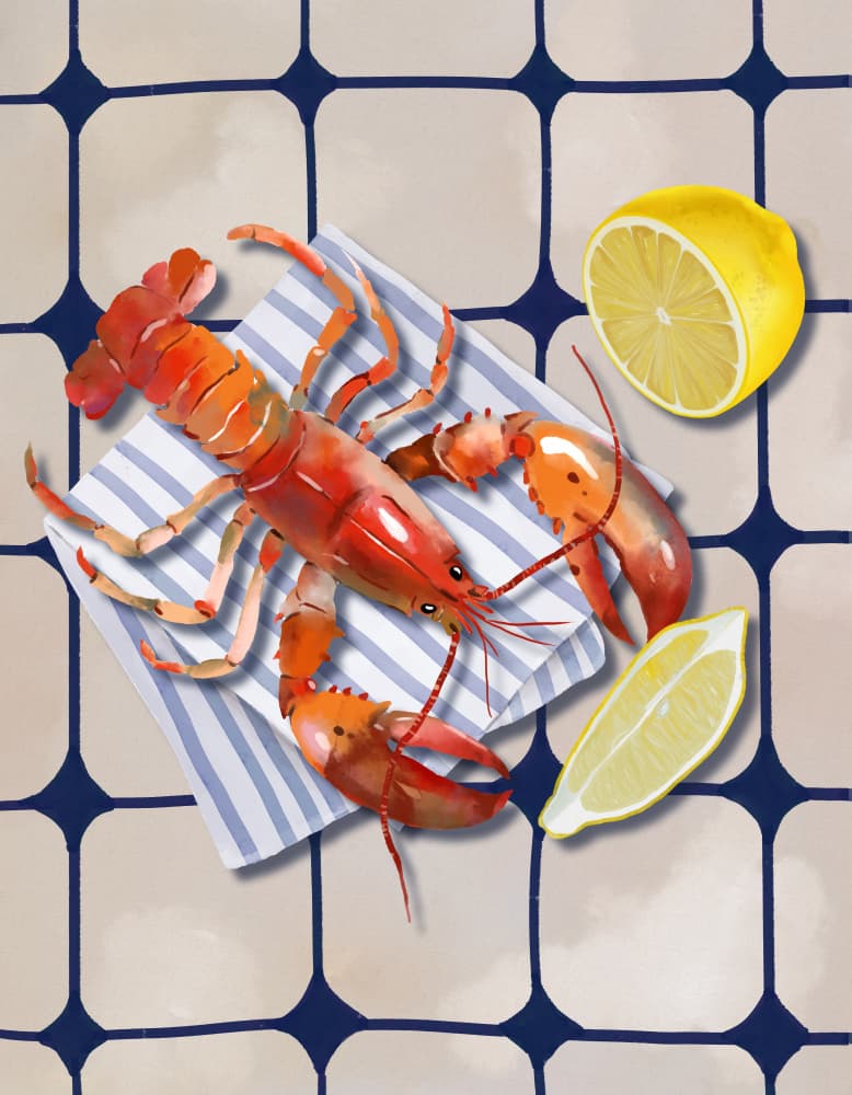 Fresh Lobster with Lemon by Elena Dorosh — canvas wall art