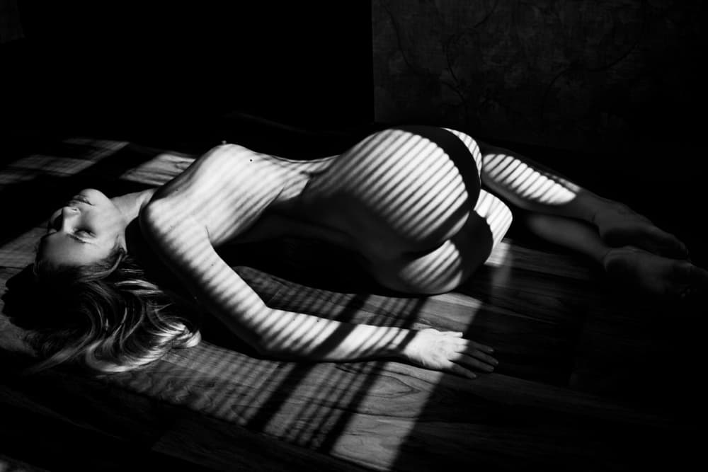 Figure In Shadow Stripes by Mikhail Faletkin — canvas wall art