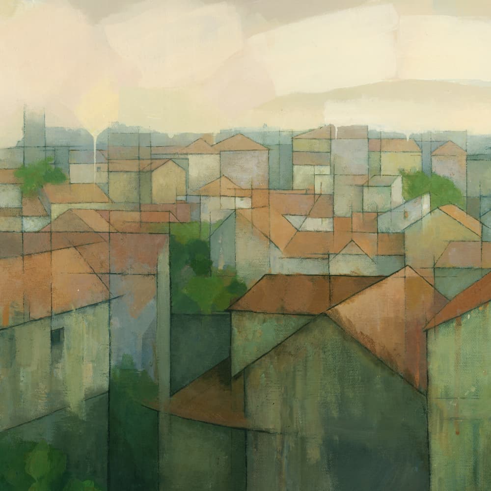 Geometric City Rooftops by Steve Mitchell — canvas wall art