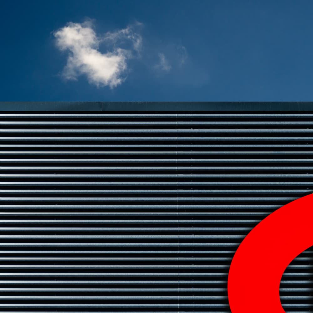Modern Architecture Red Curve by Luc Vangindertael (laGrange) — canvas wall art