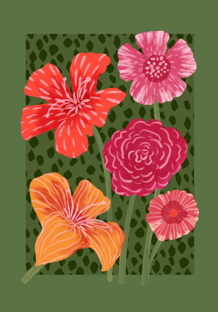 Vibrant Tropical Blooms by Aliya Putrus — canvas wall art